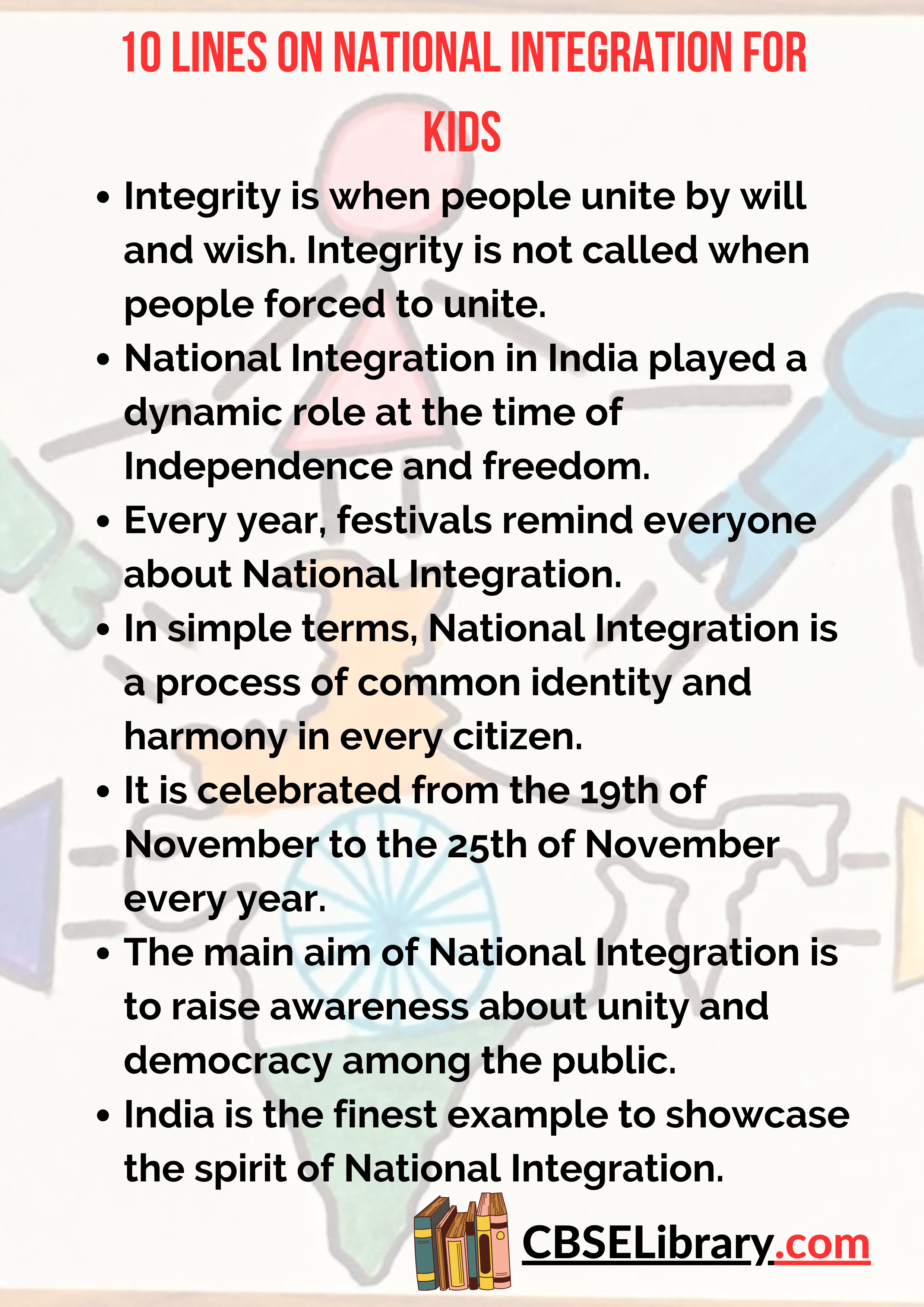 10 Lines on National Integration for Kids