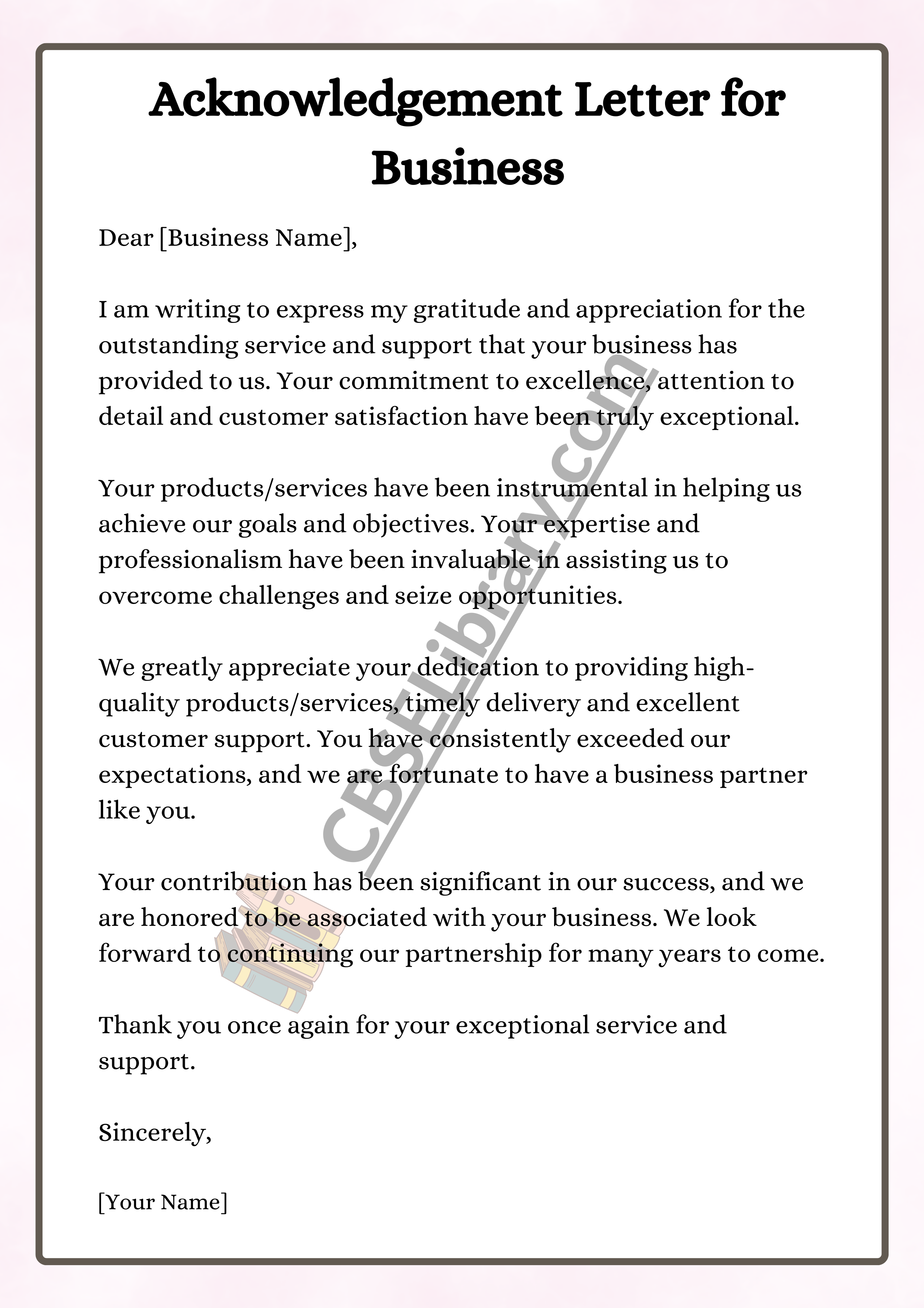 Acknowledgement Letter for Business