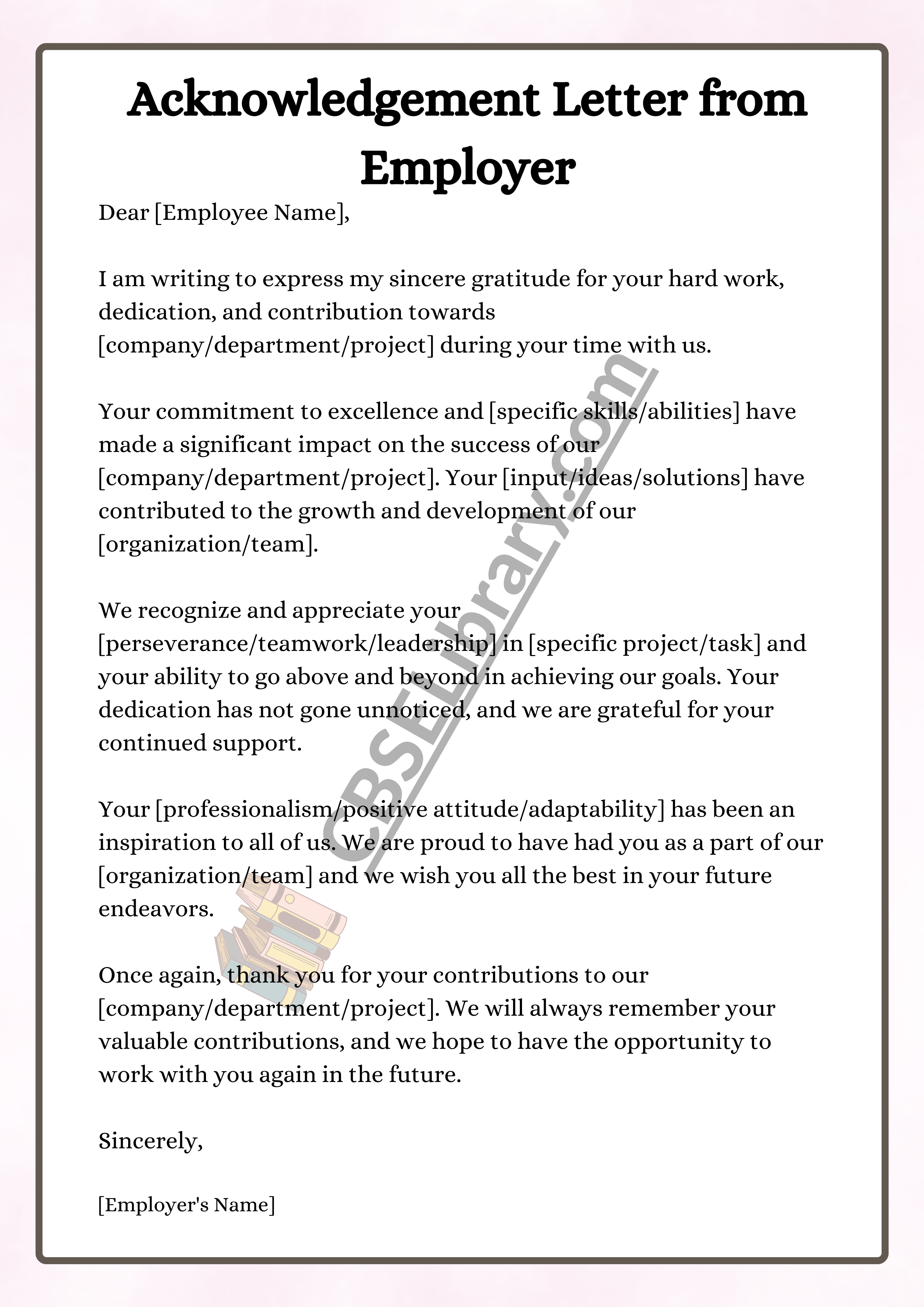 Acknowledgement Letter from Employer