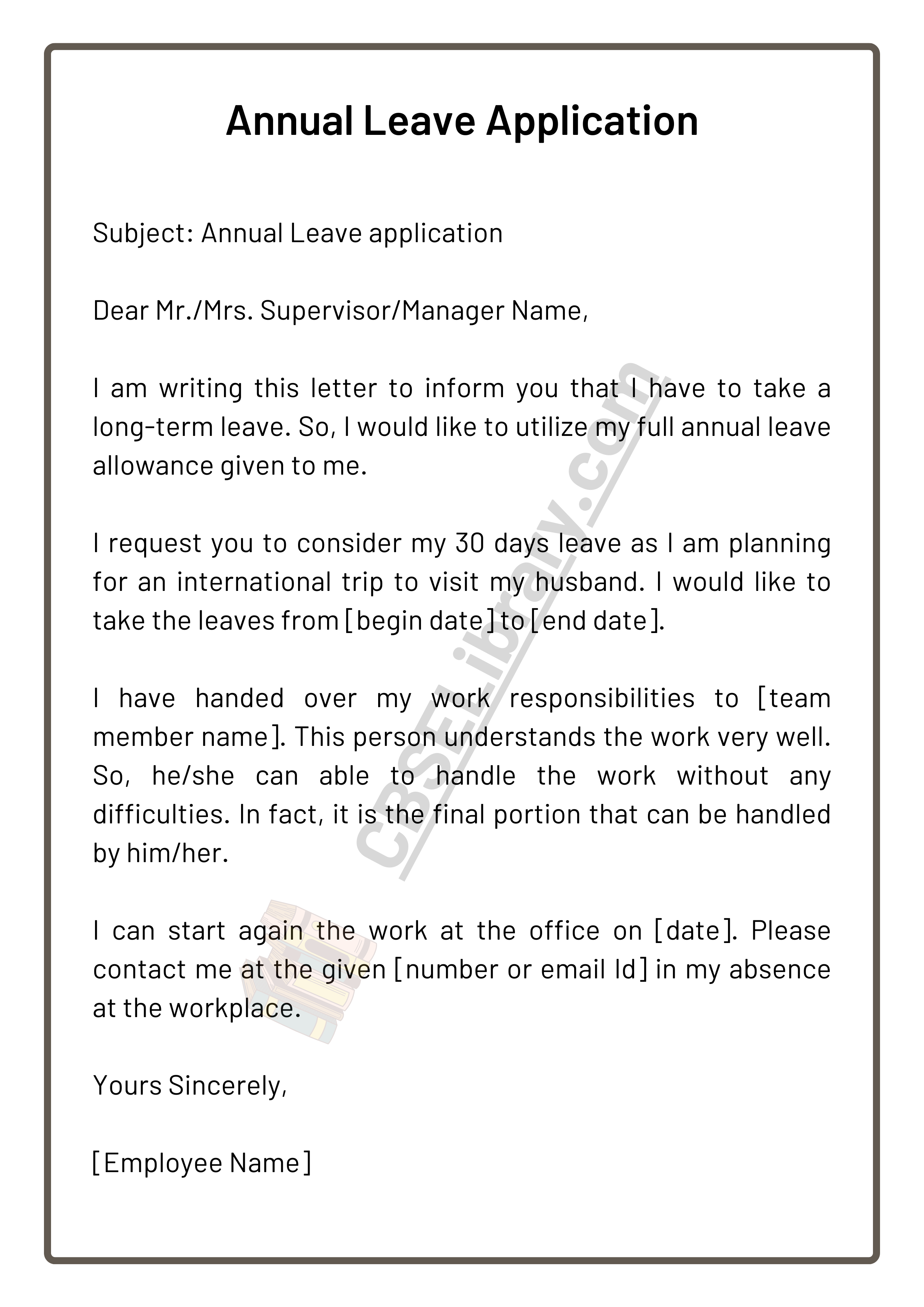 Annual Leave Application