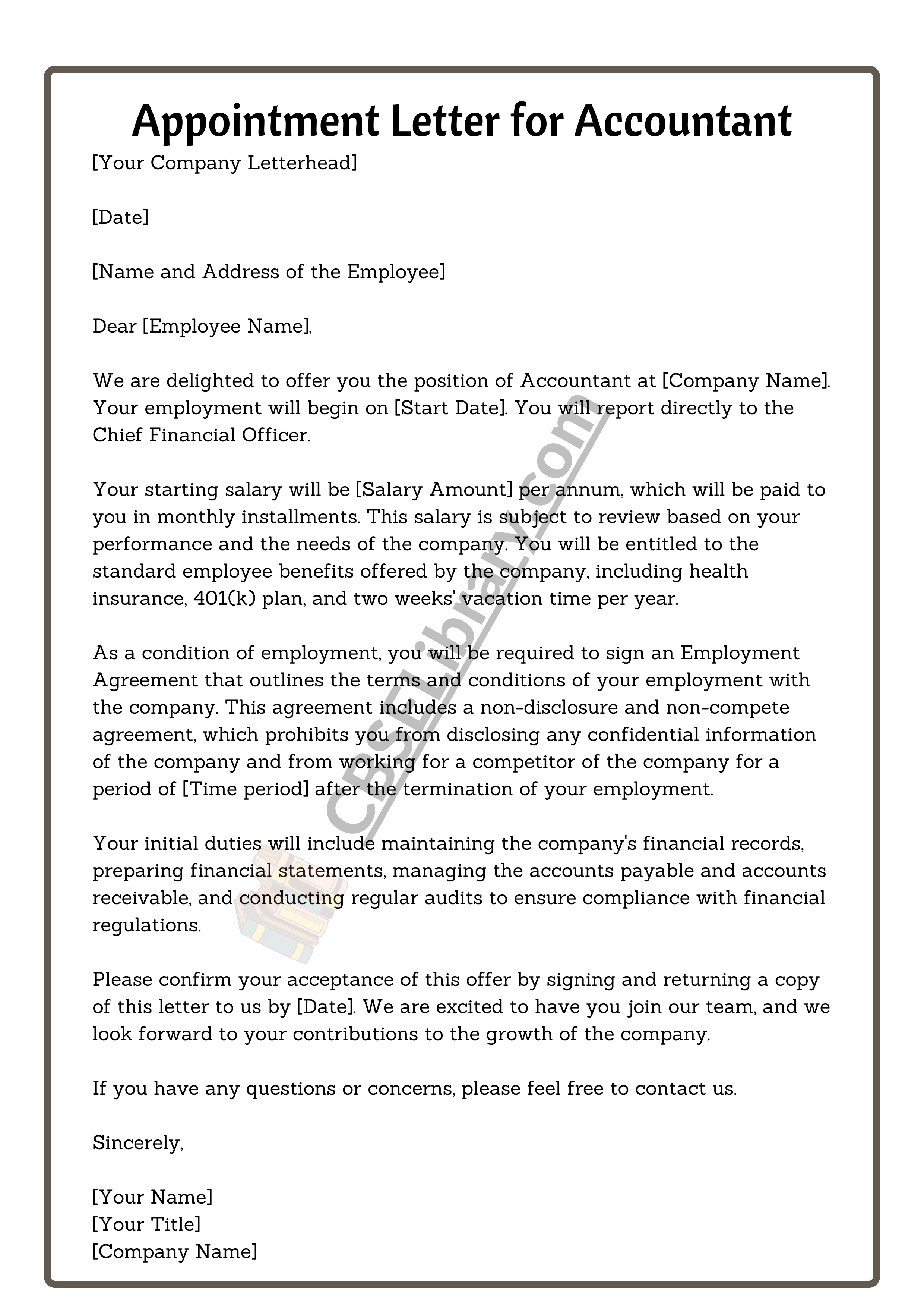 Appointment Letter for Accountant