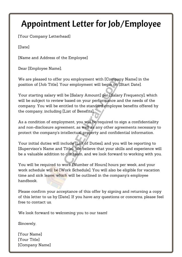 Appointment Letter | Job Appointment Letter Format, Sample Appointment ...