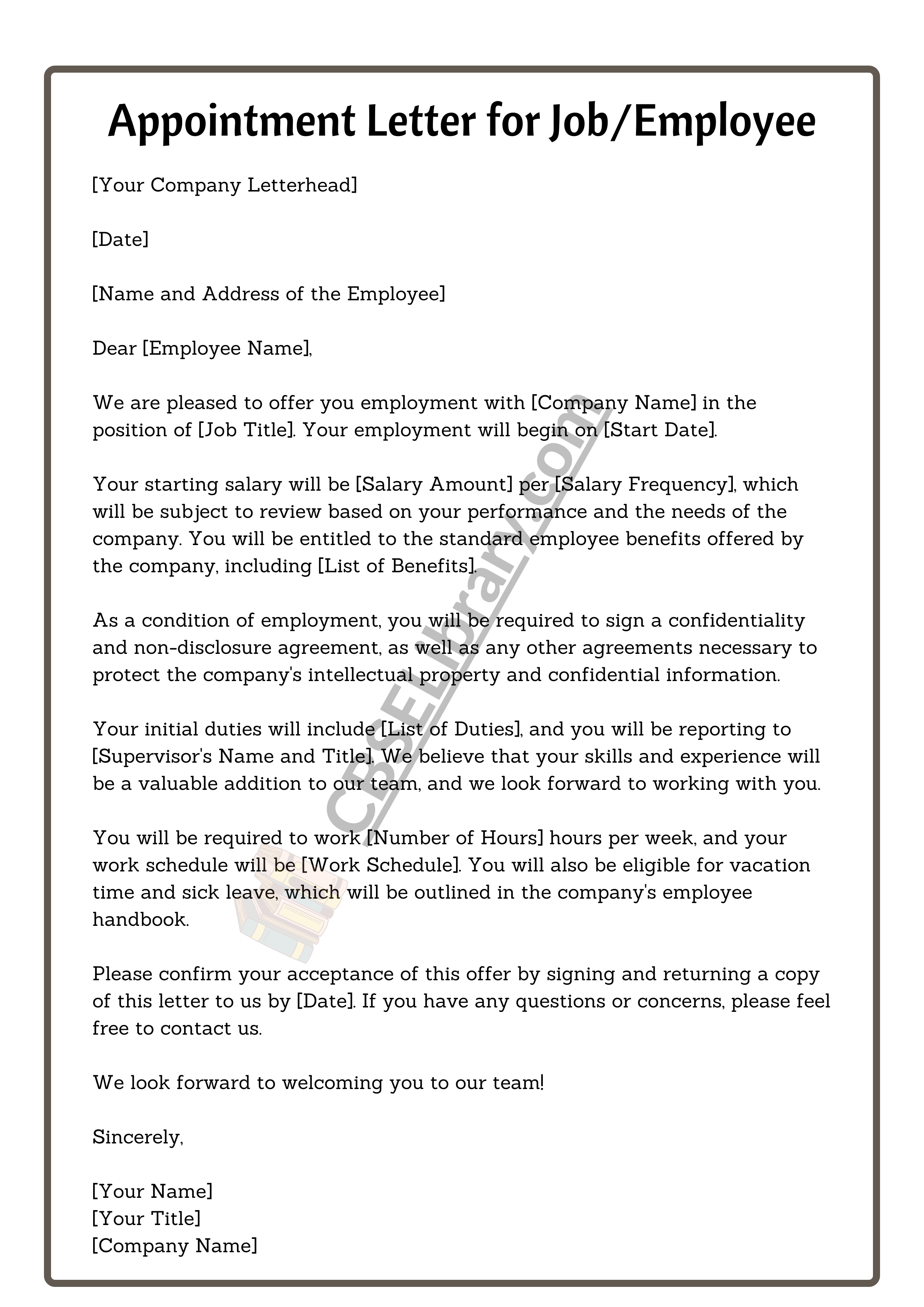 Appointment Letter for Job/Employee
