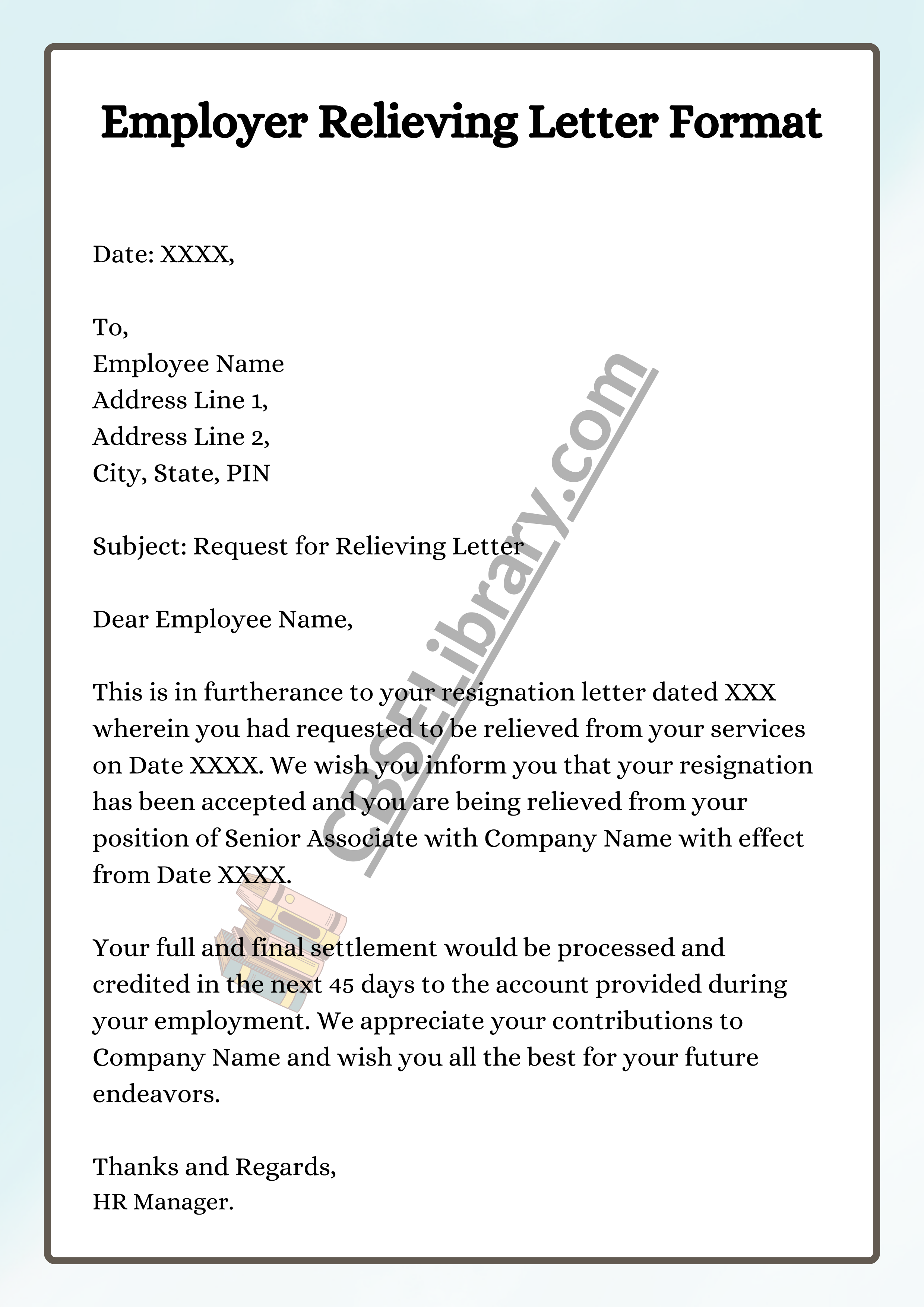 Employer Relieving Letter Format