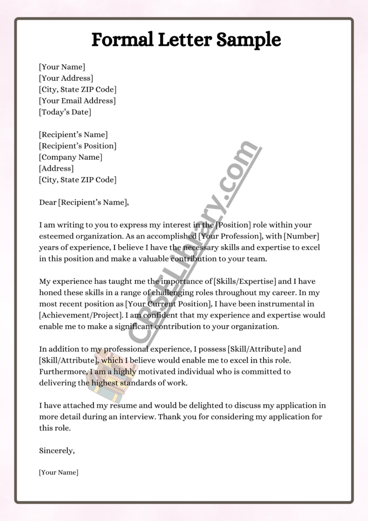 Formal Letter | How To Write a Formal Letter? Template, Samples ...