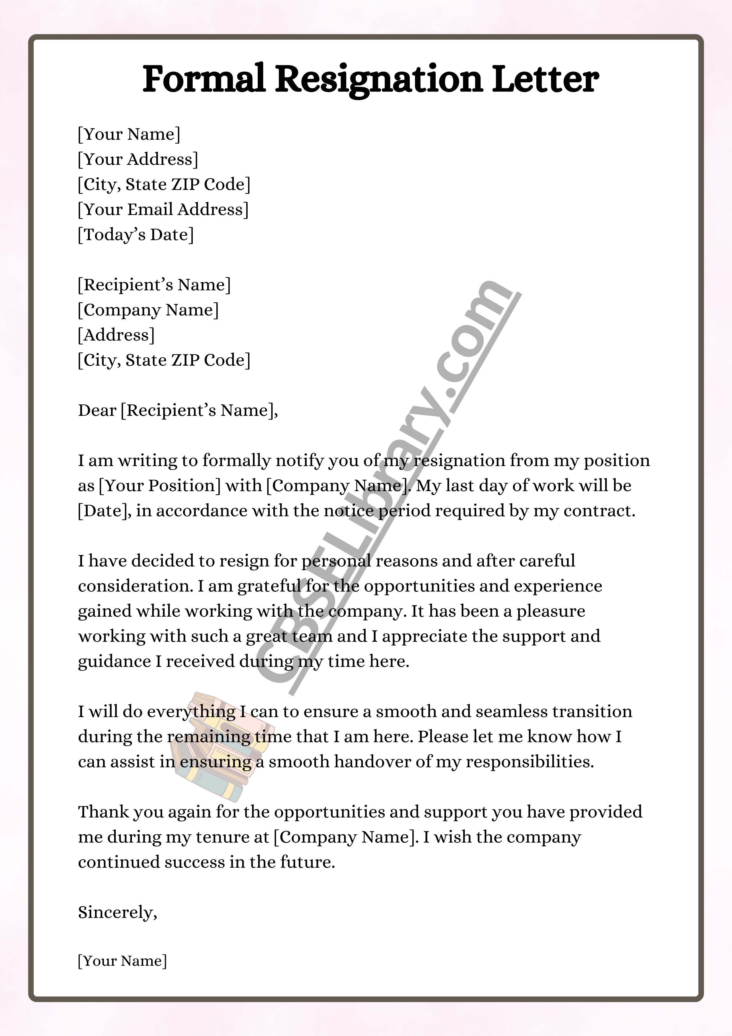 Formal Resignation Letter