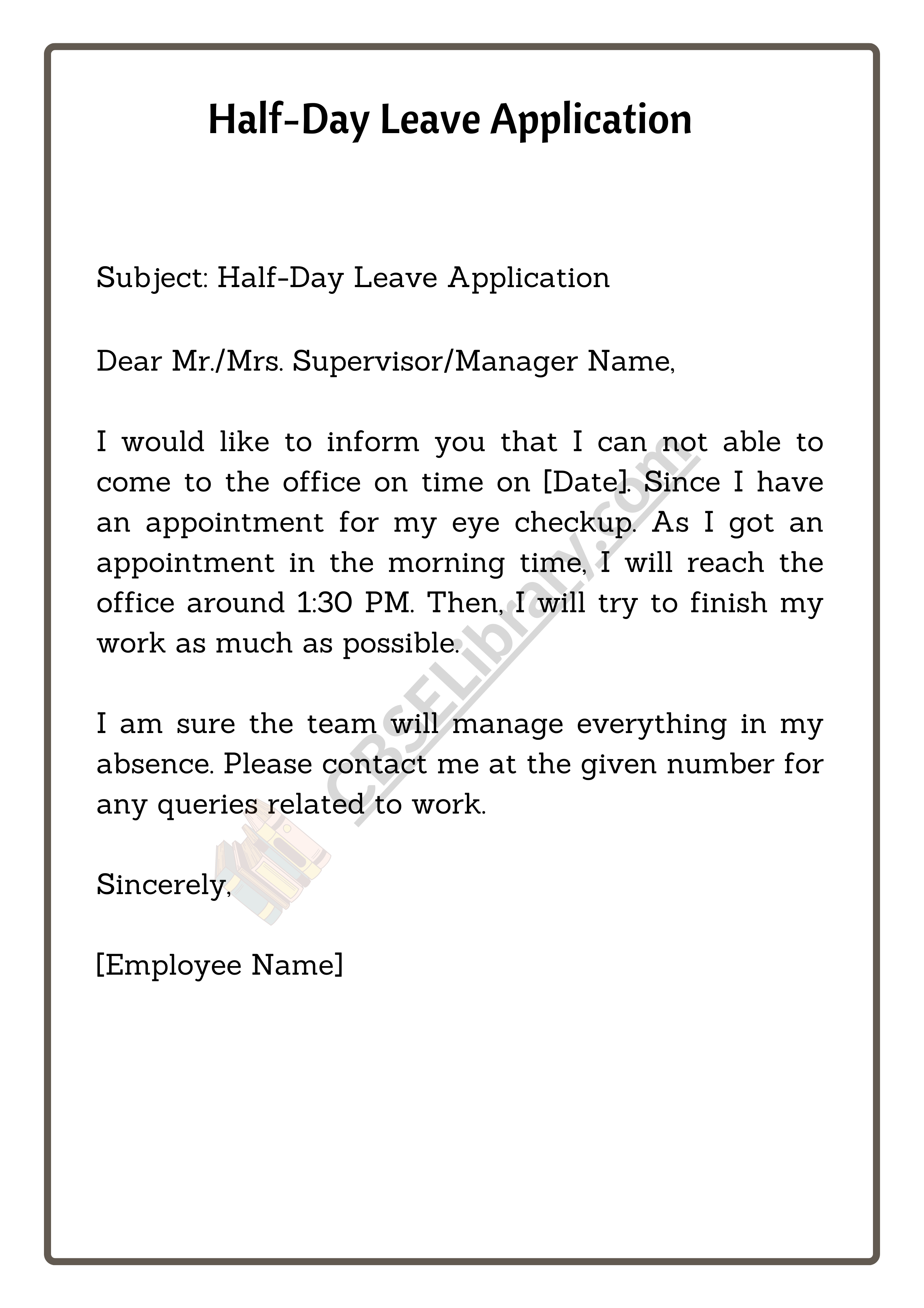 Half-Day Leave Application