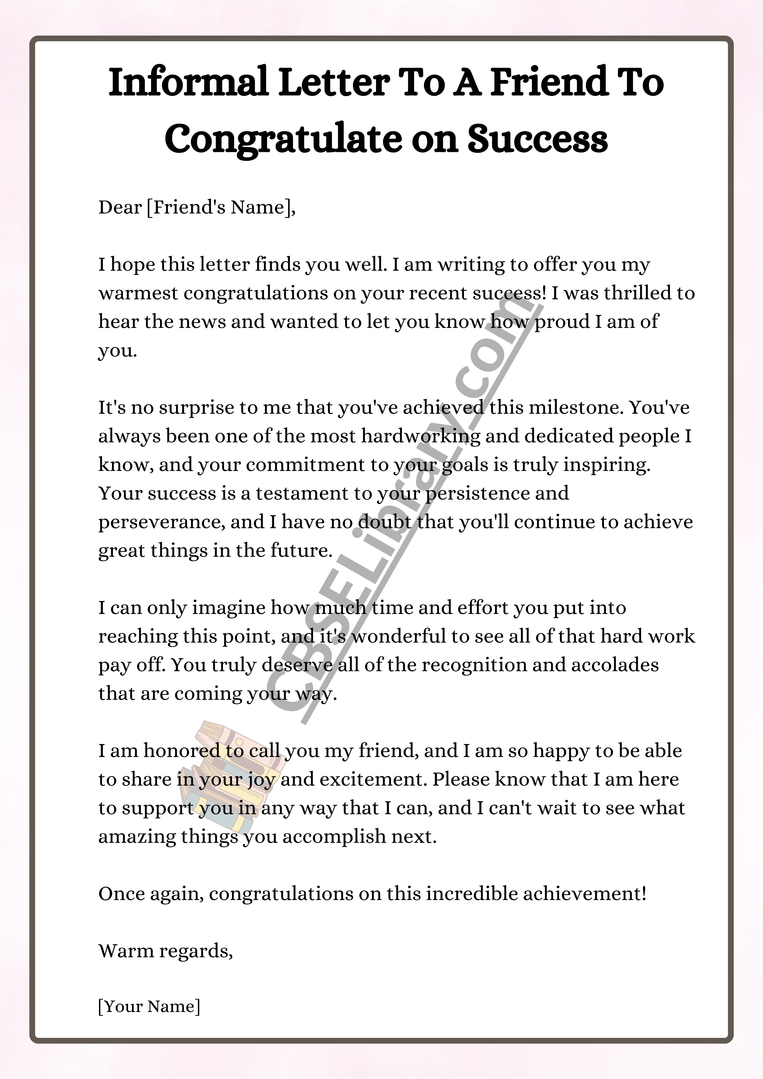 Informal Letter To A Friend To Congratulate on Success