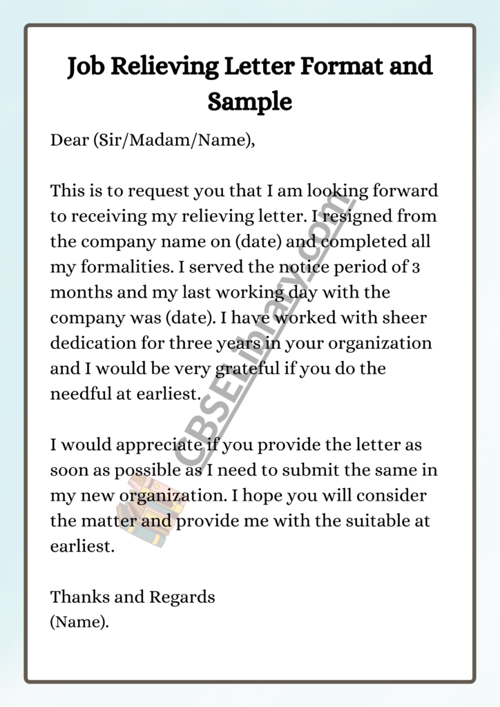 Relieving Letter Format | Relieving Letter Format, Templates and Samples