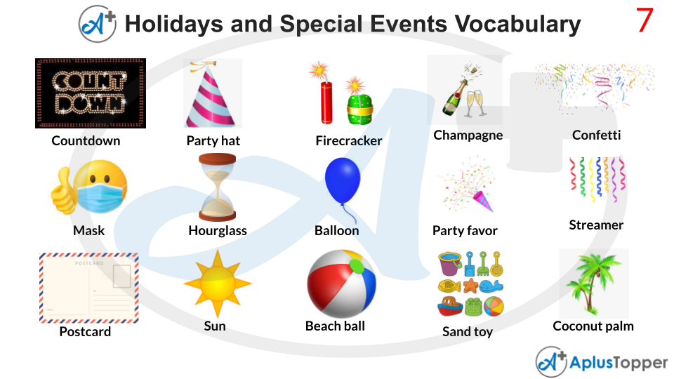 Holidays and Special Events Vocabulary PDF