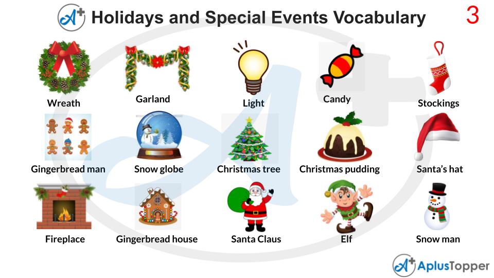 Holidays and Special Events Vocabulary With Pictures