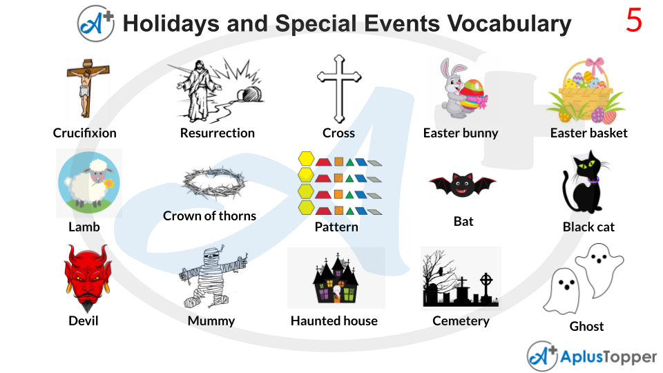 Holidays and Special Events Vocabulary Words List