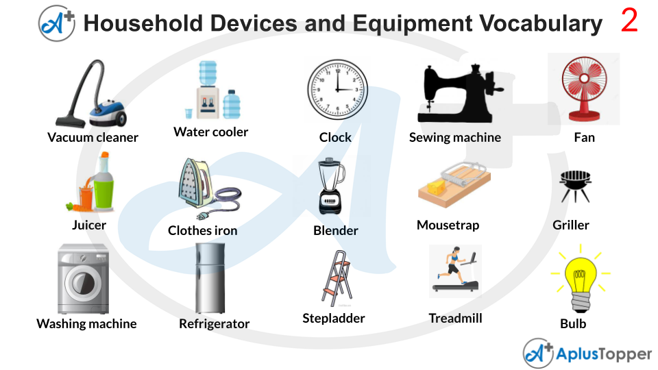 Household Devices and Equipment Vocabulary With Images