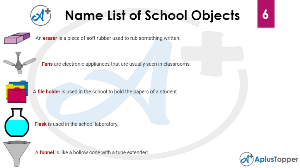 Name List of School Objects 6