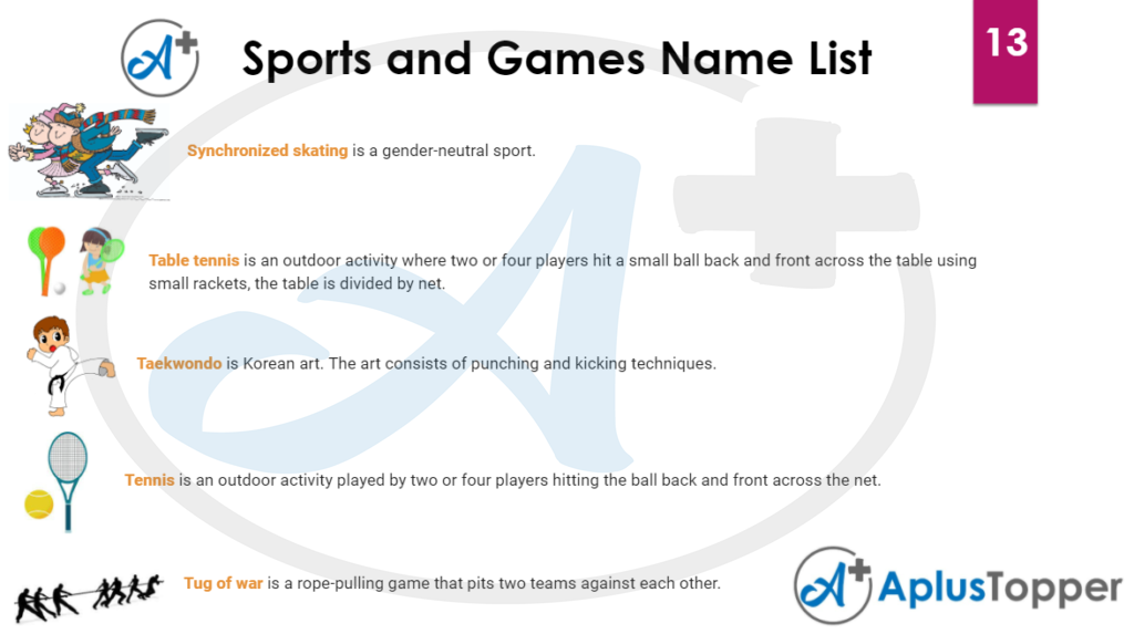 Sports and Games Name List 13