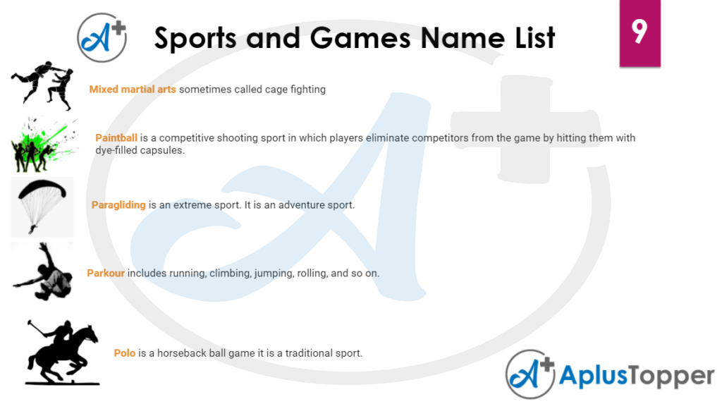 Sports and Games Name List 9
