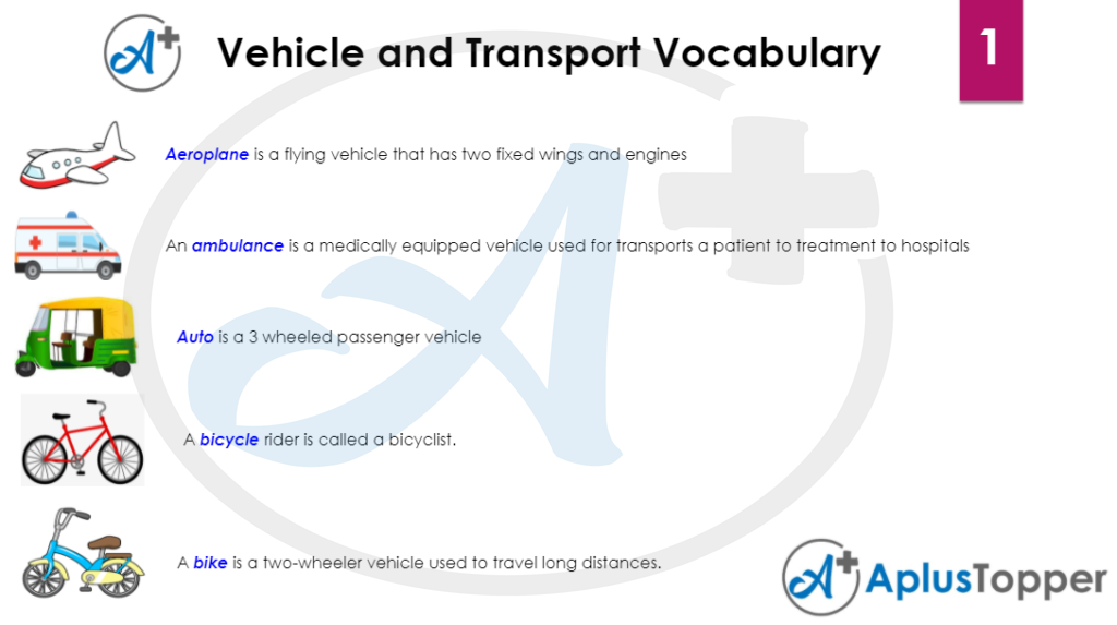 vehicle and transport vocabulary 1
