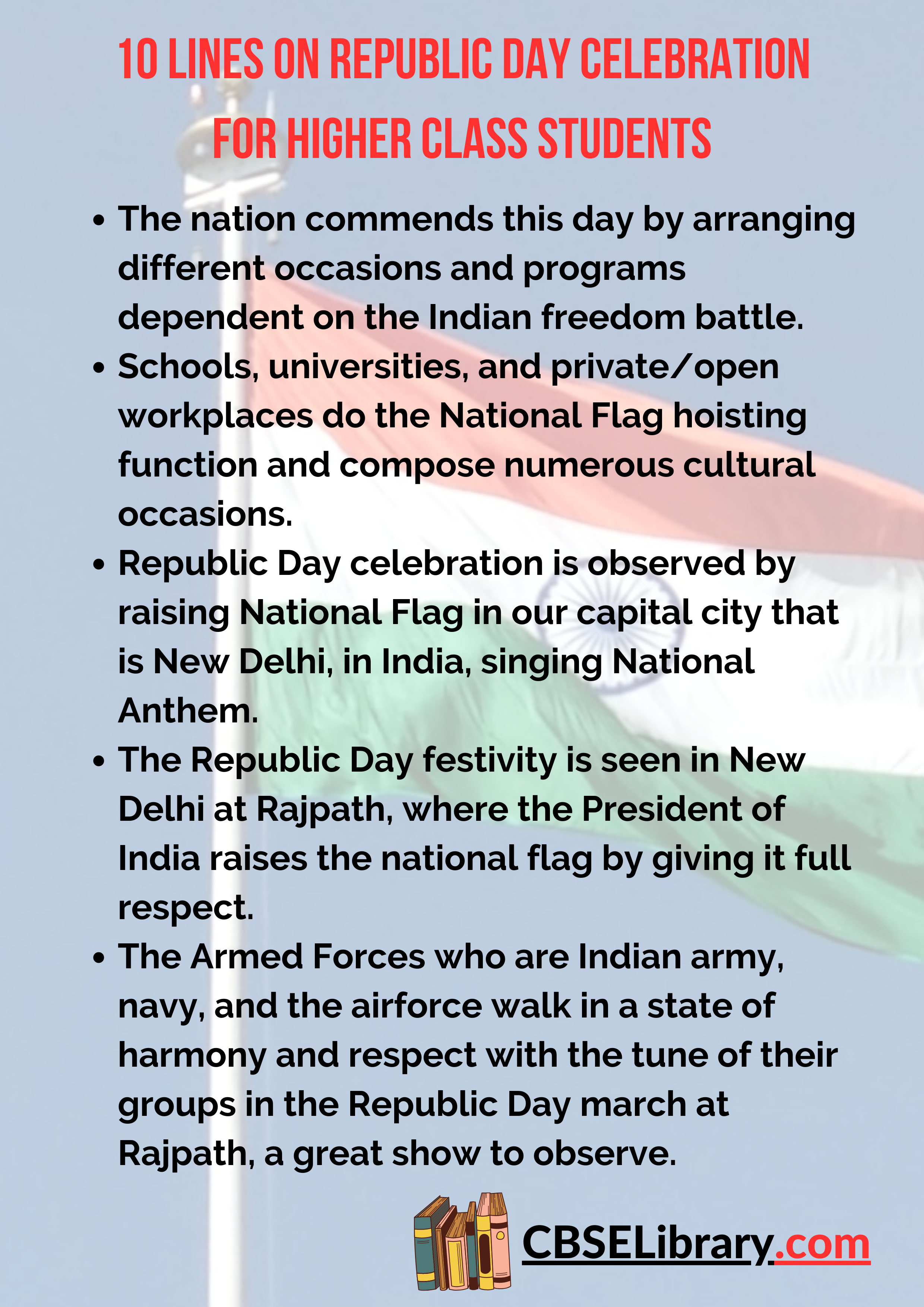 10 Lines on Republic Day Celebration for Higher Class Students