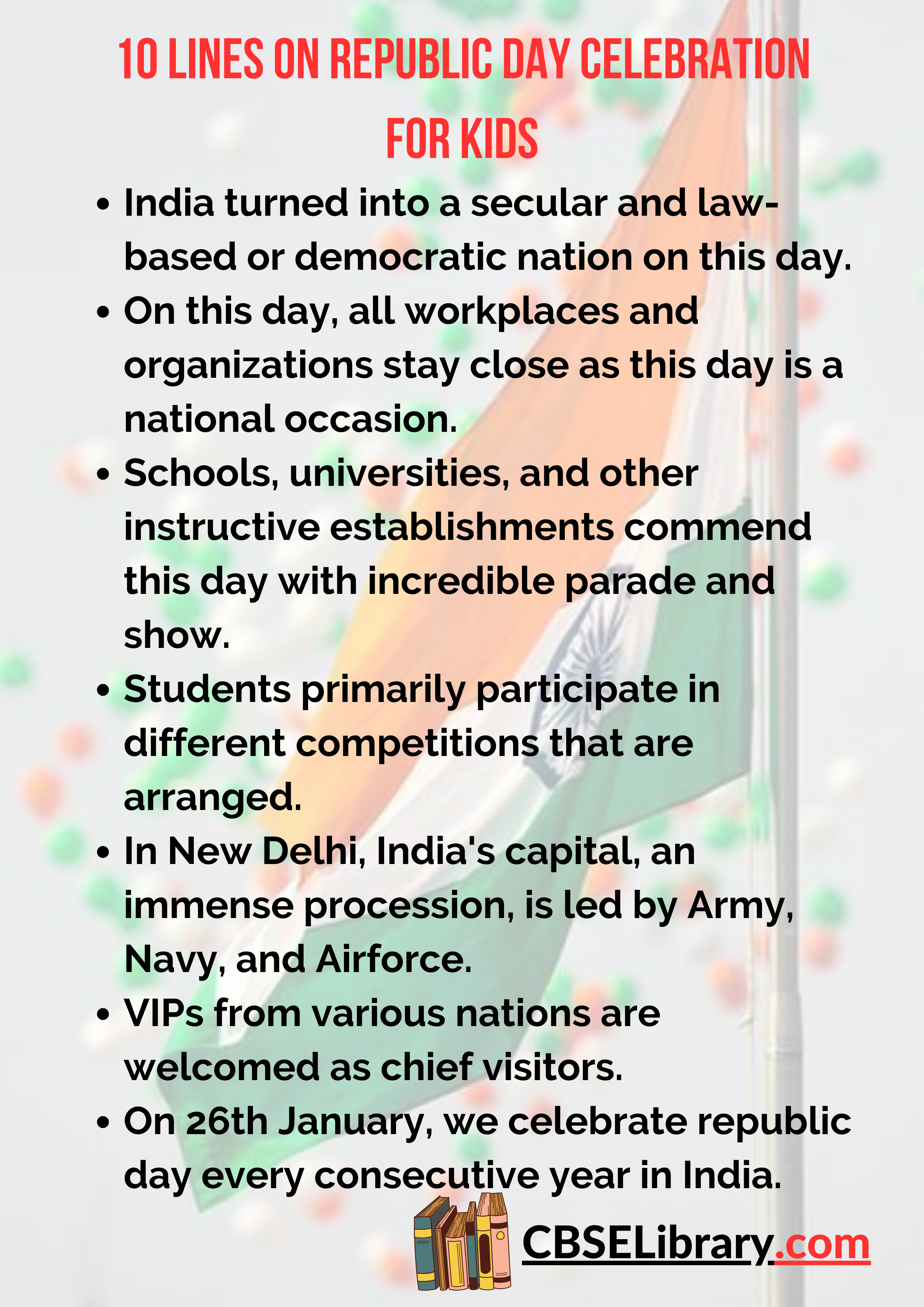 10 Lines on Republic Day Celebration for Kids