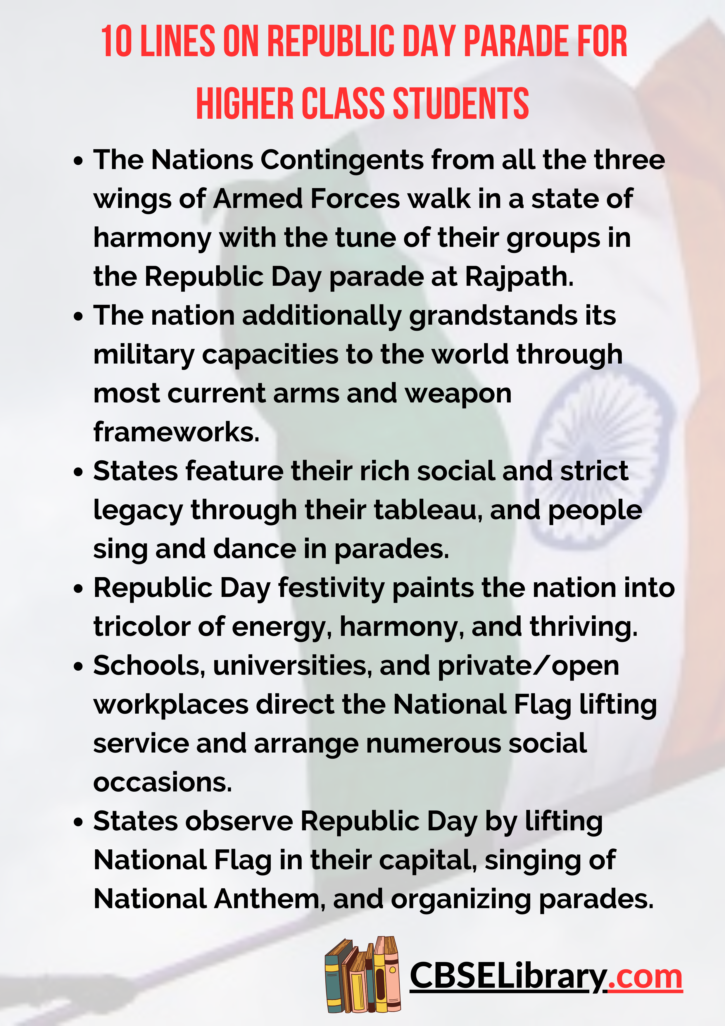 10 Lines on Republic Day Parade for Higher Class Students