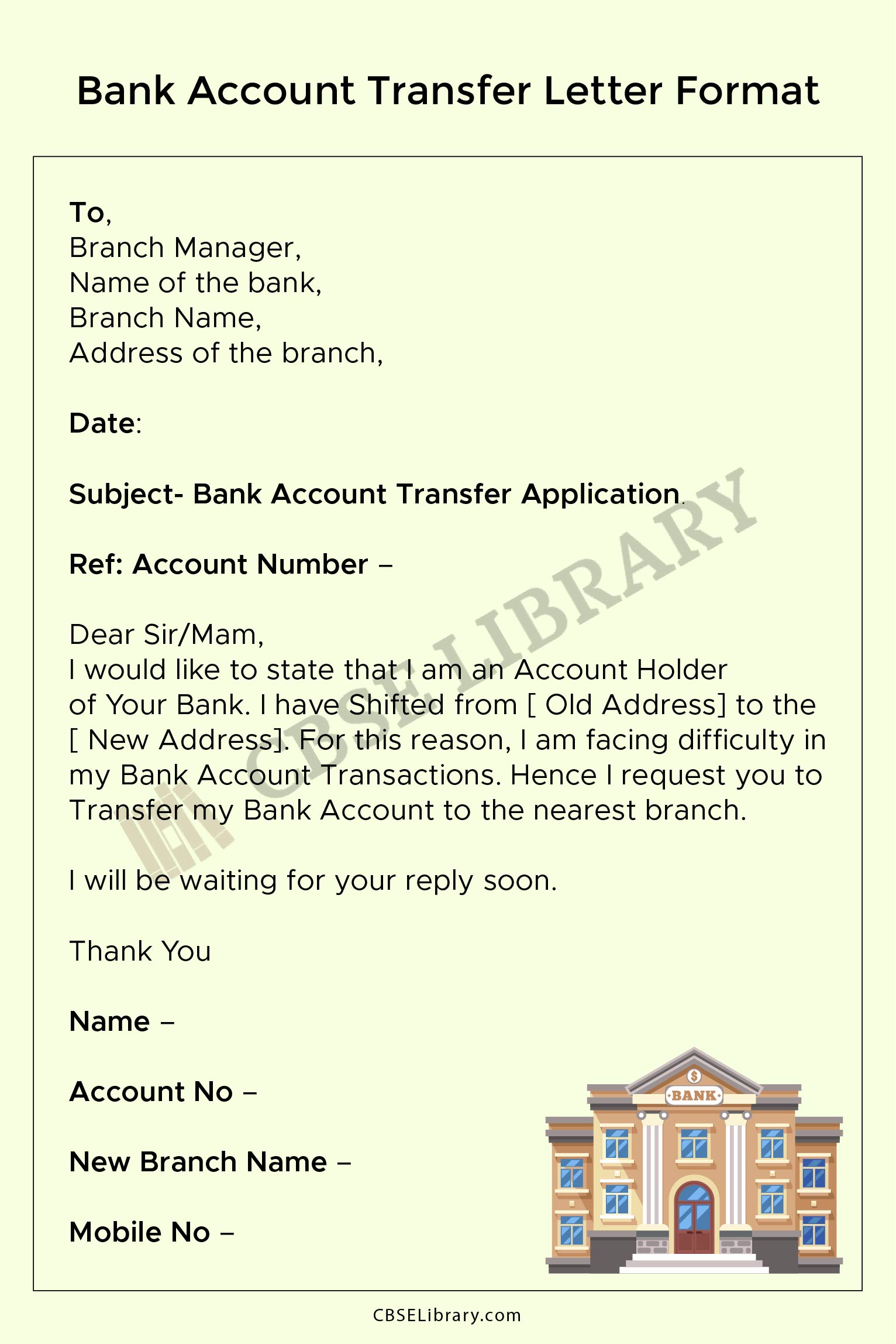 Bank Account Transfer Letter 1