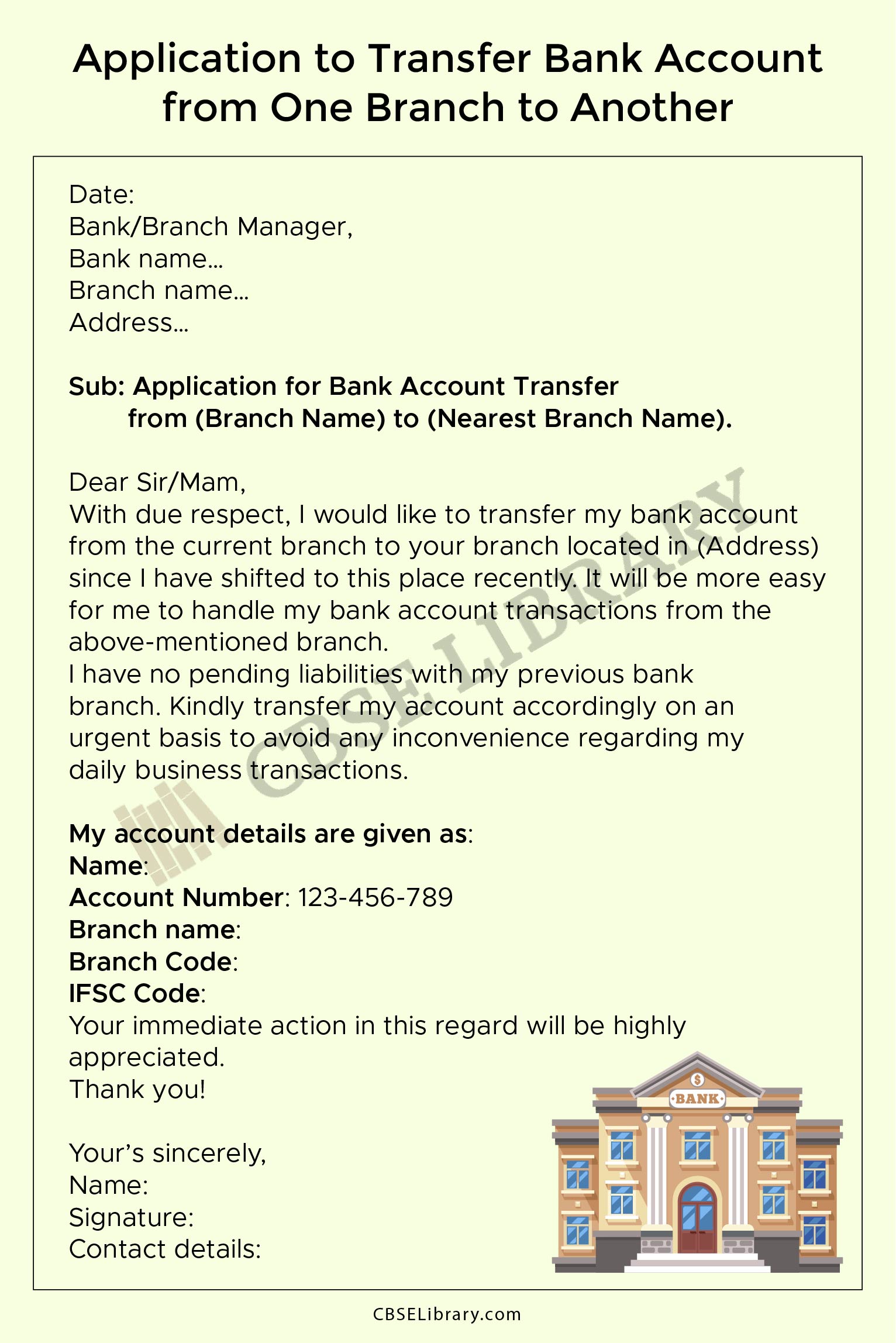 Bank Account Transfer Letter 2