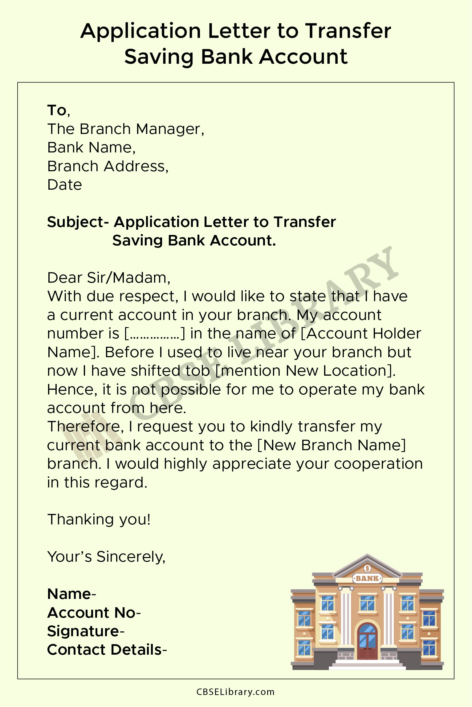 Bank Account Transfer Letter 3