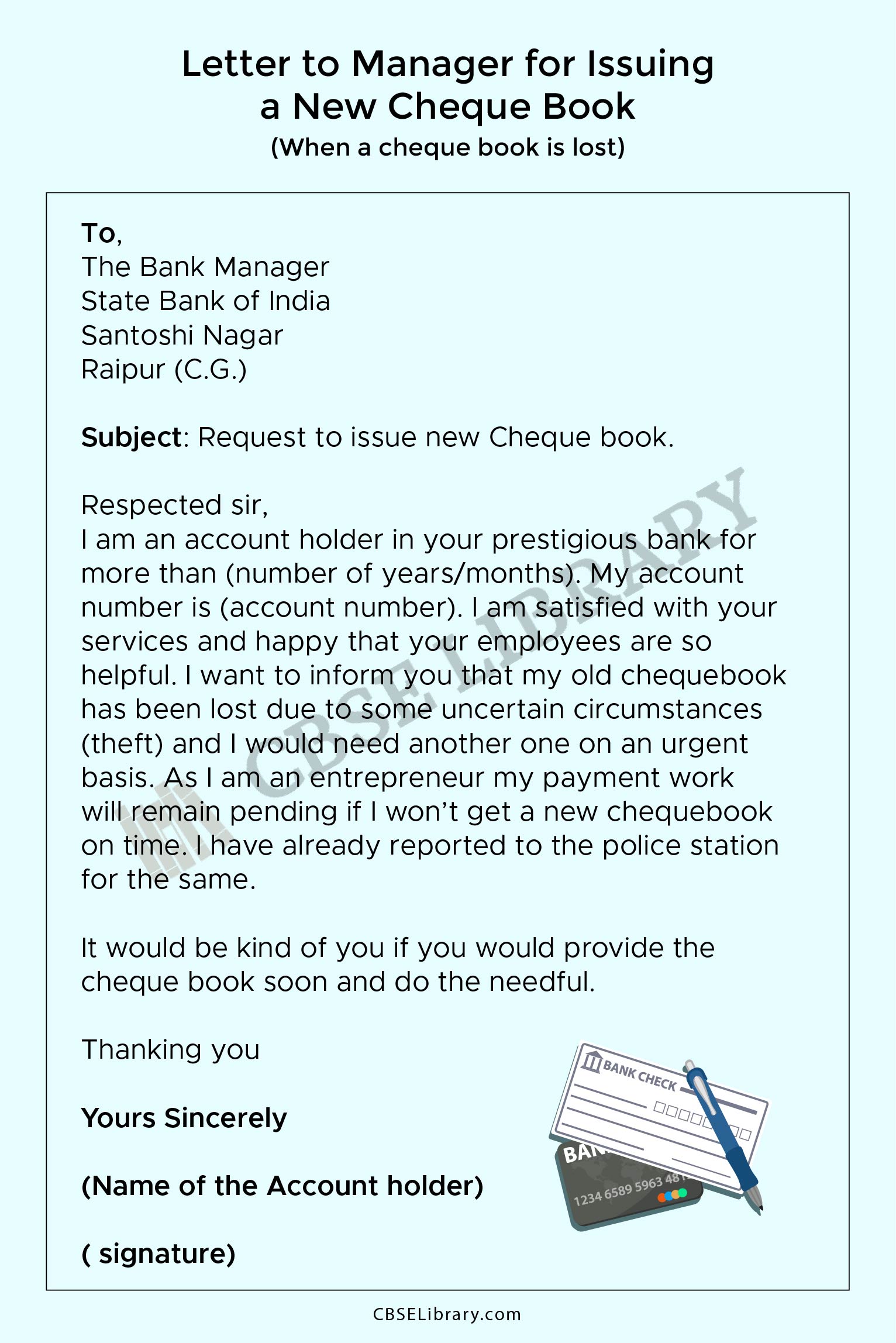 Bank Manager Cheque Book Request Application Letter 2