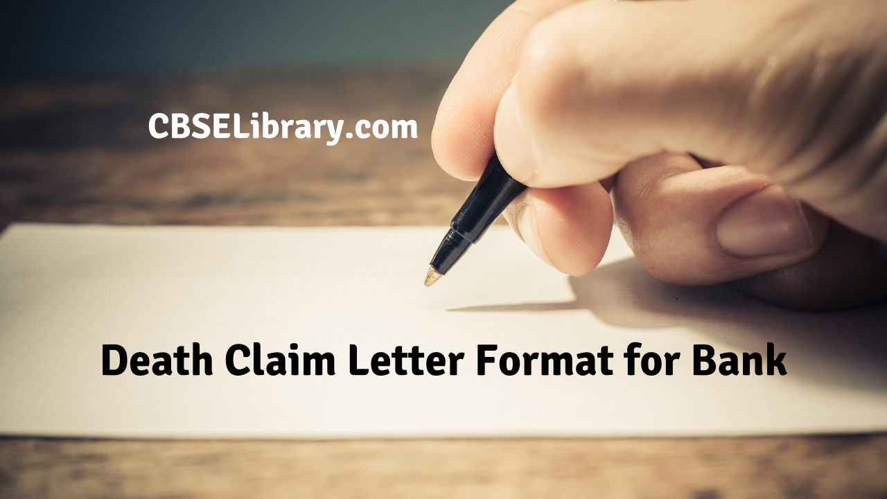 Death Claim Letter Format for Bank
