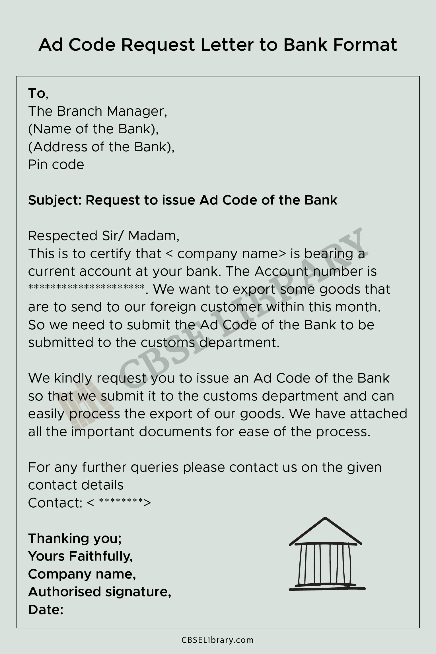 application letter to bank for qr code