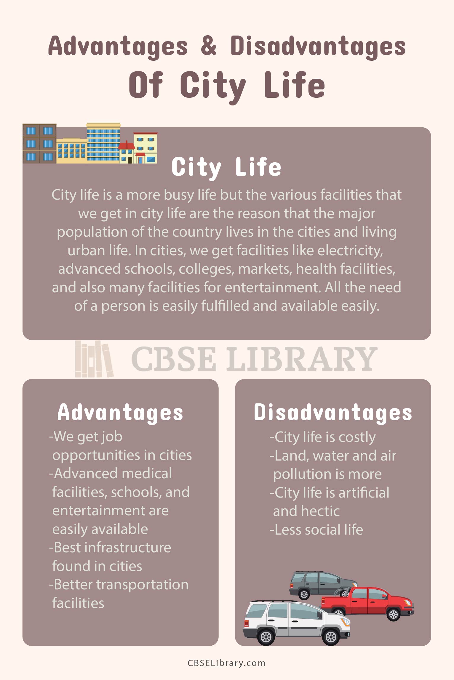 essay advantages and disadvantages of city life