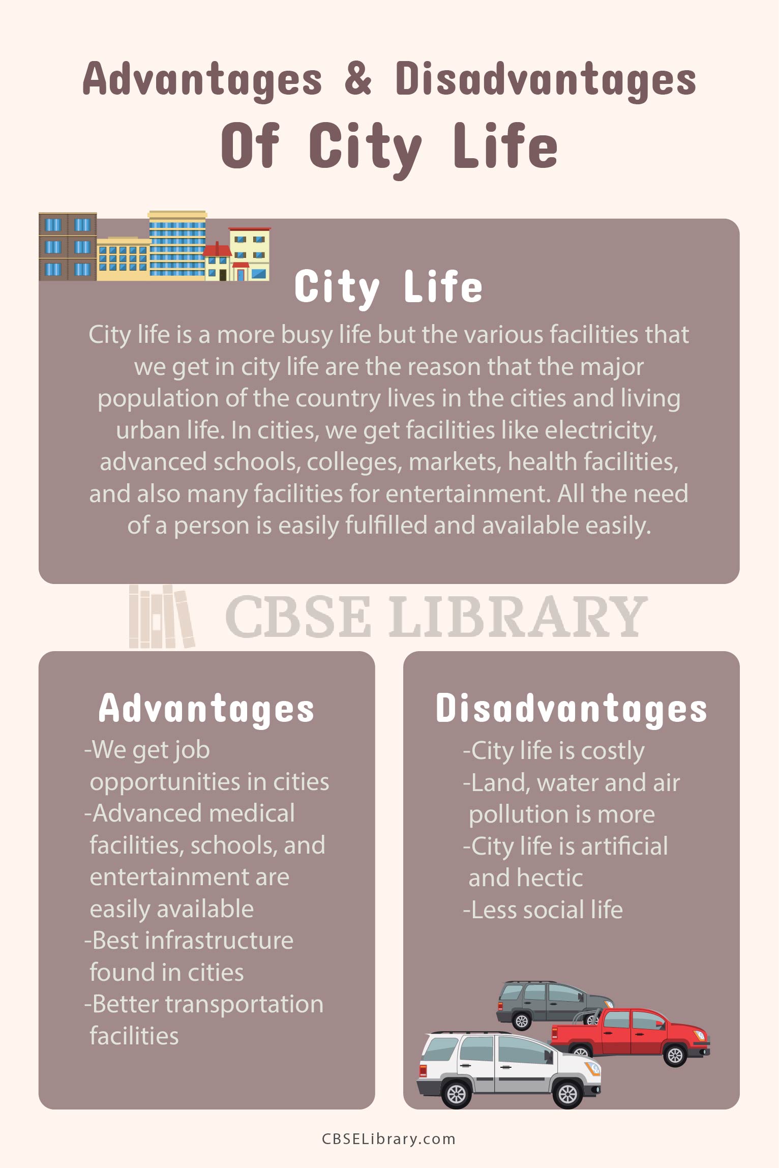 advantage and disadvantage of living in the city essay