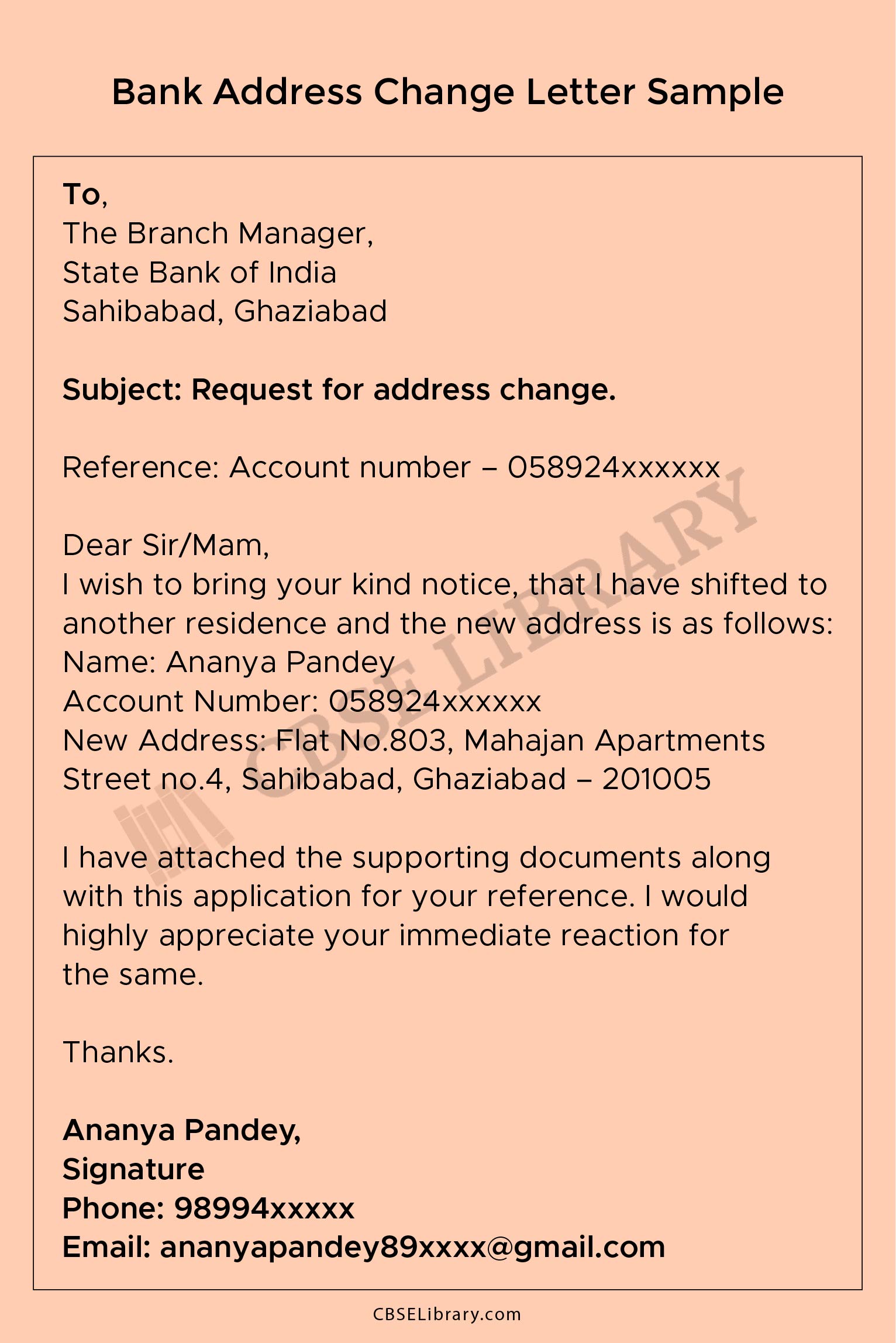 sample address change application letter