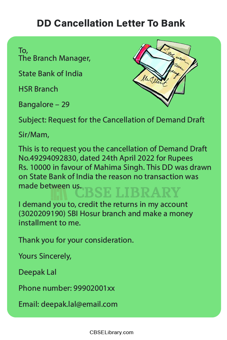 DD Cancellation Letter To Bank