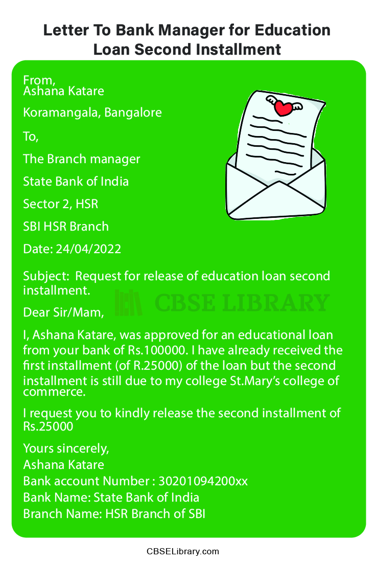 letter to bank manager for education loan subsidy