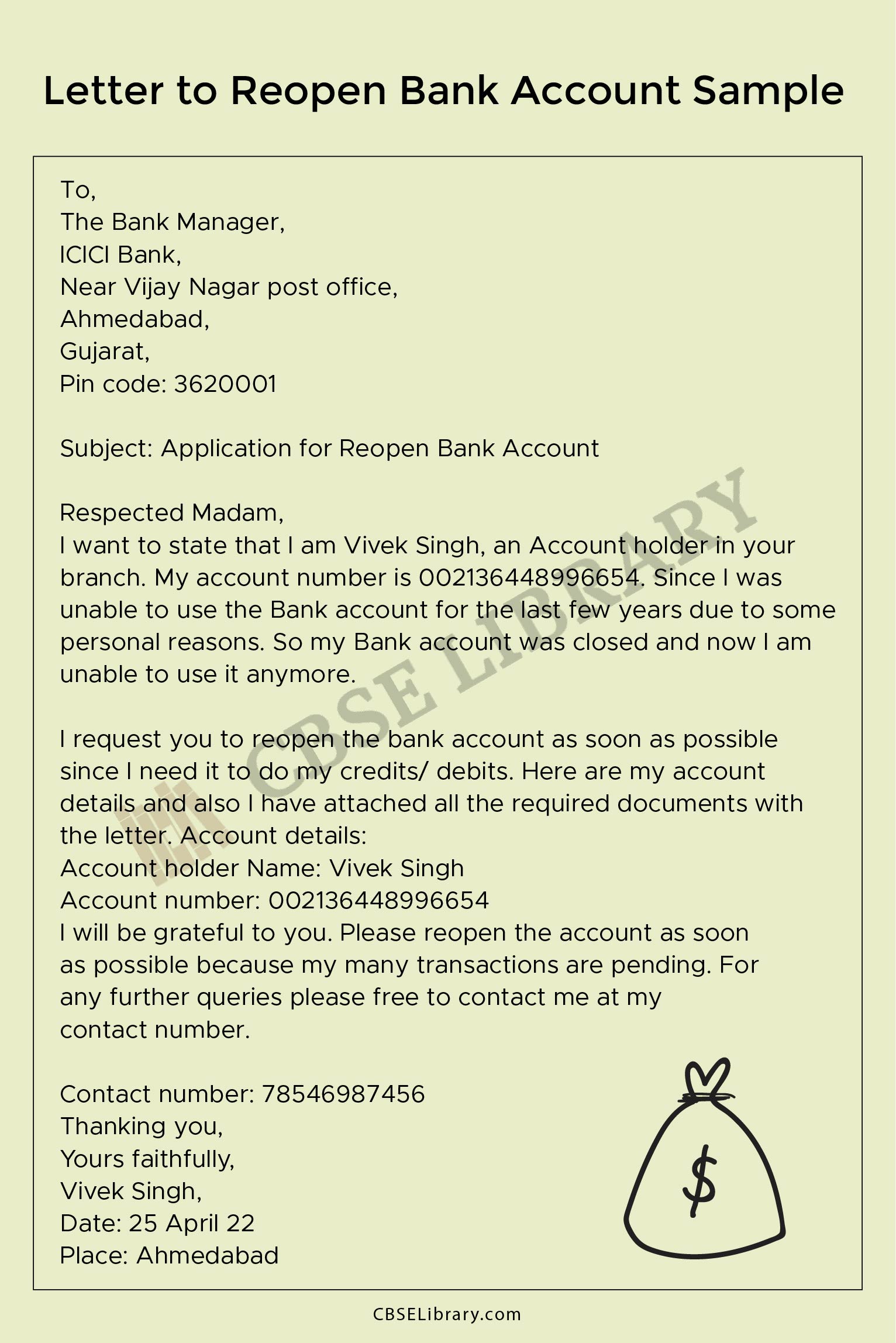 Letter for Reopen Bank Account 2
