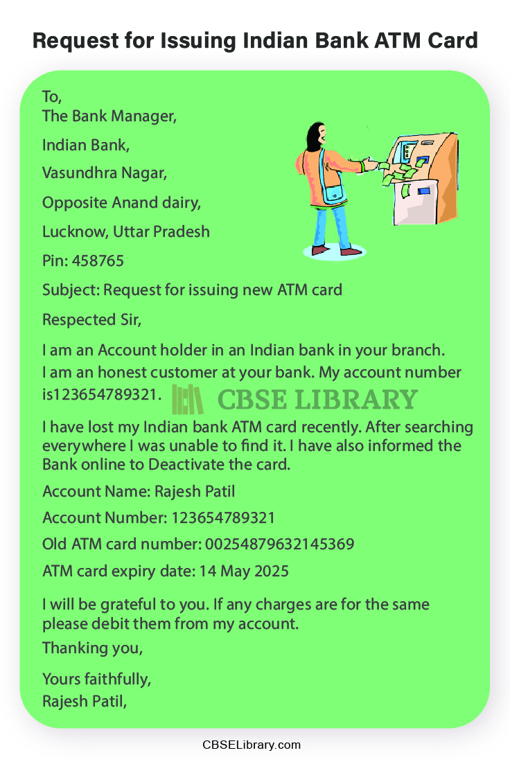 Indian Bank ATM Card Request Letter 2