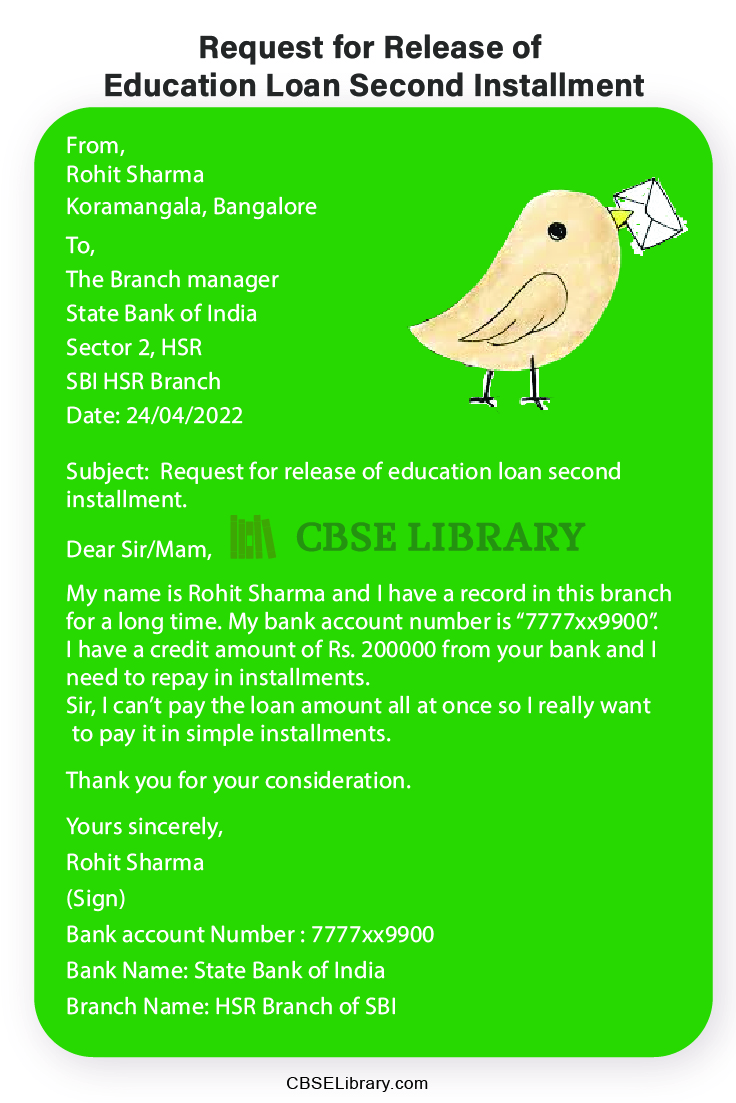 education loan request letter to bank manager