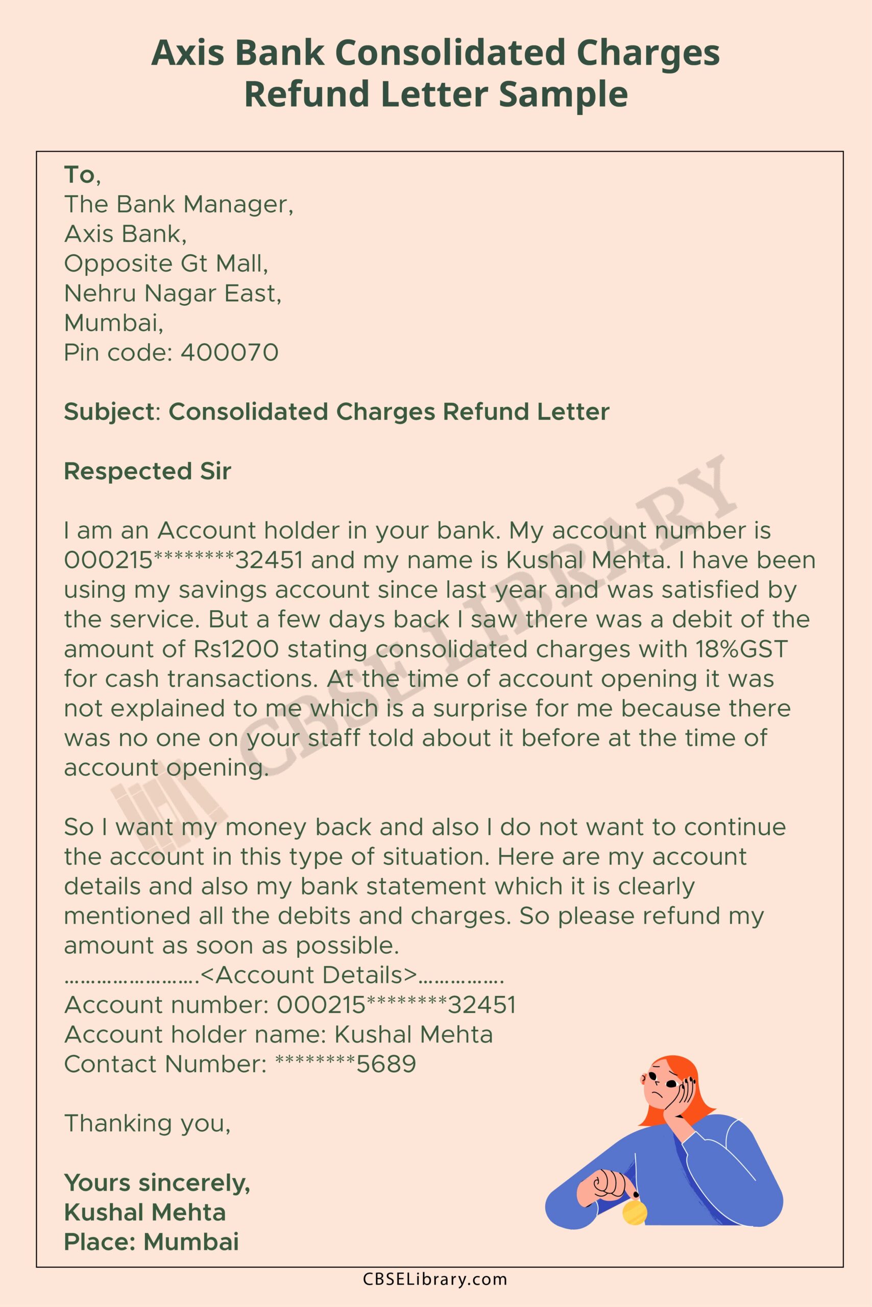 Application for Refund Bank Charges Letter 1