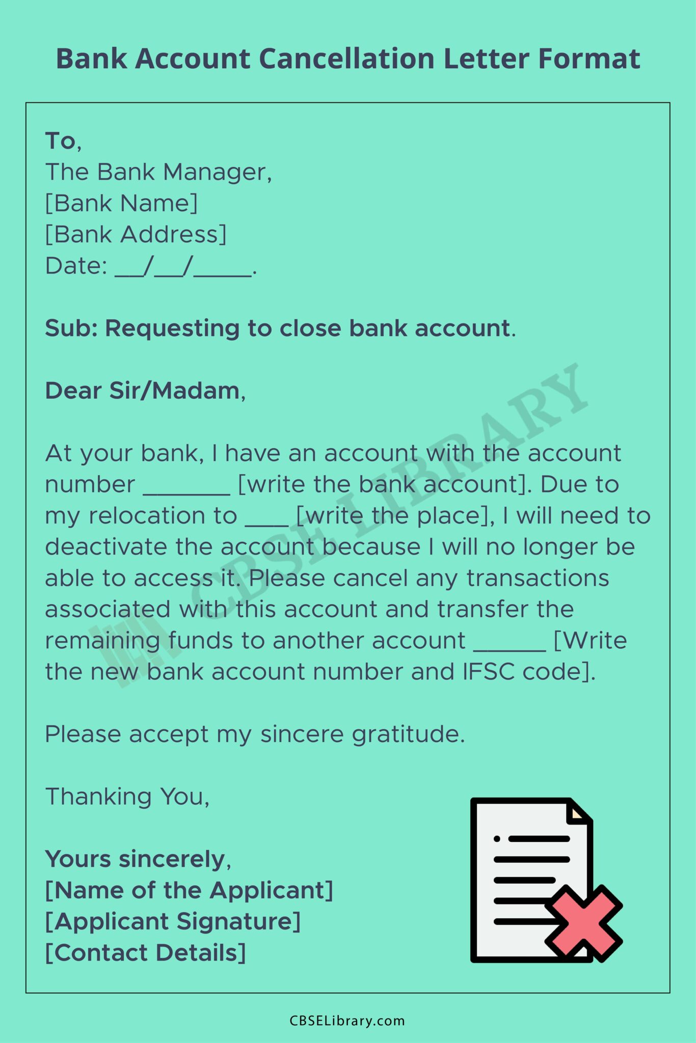 Bank Account Cancellation Letter Format, Samples, Template, Documents