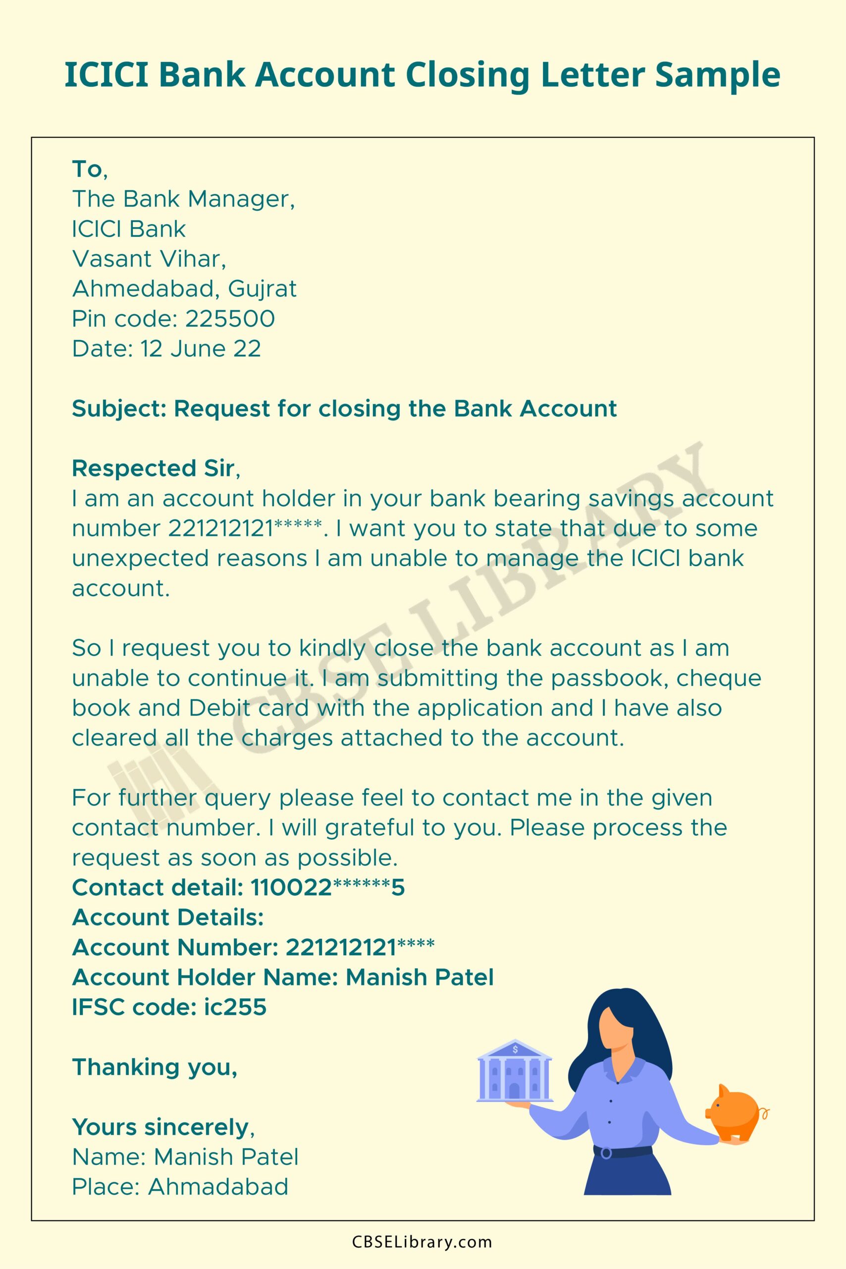 ICICI Bank Account Closing Letter Format 1
