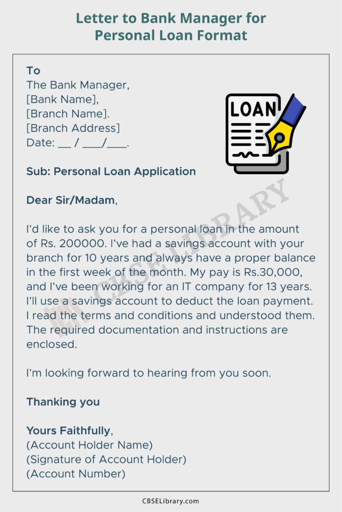 application letter for loan to bank manager