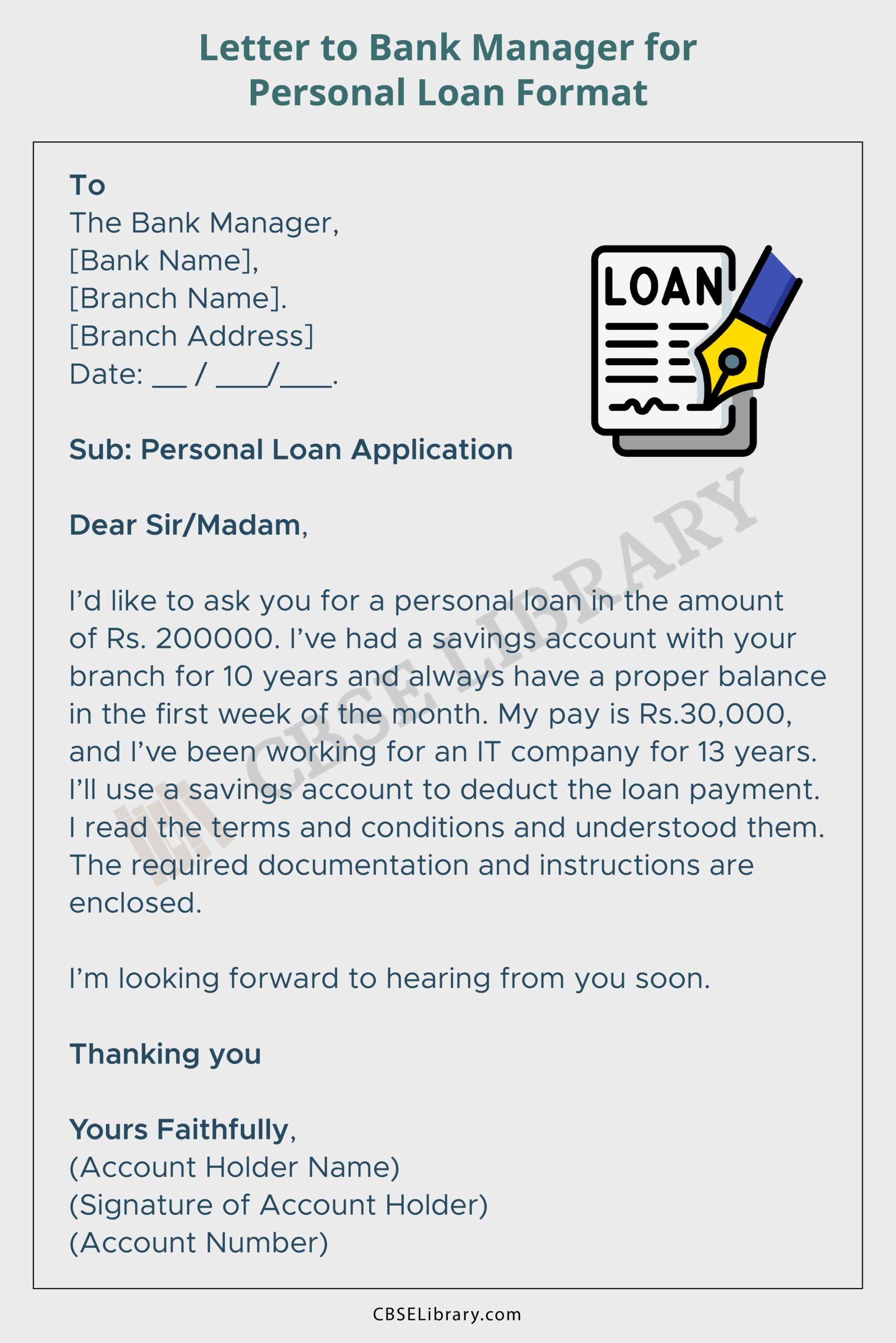 write a letter to bank manager for education loan
