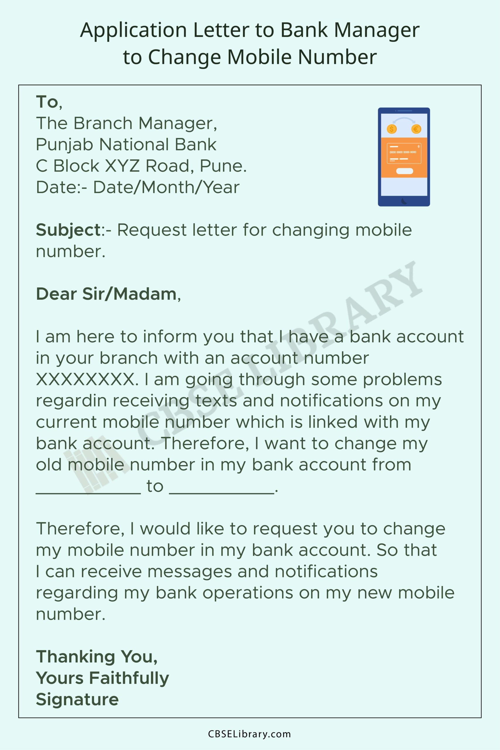 Bank Phone Number Changed Letter 1