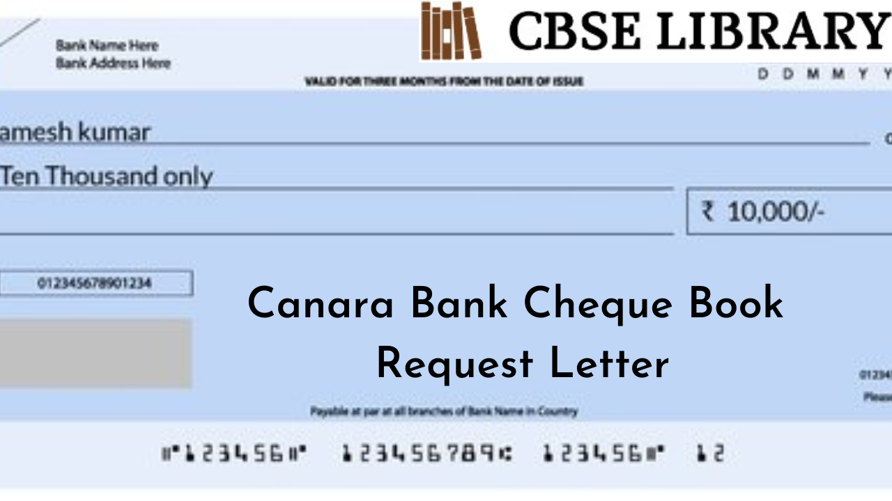 Canara Bank Cheque Book Request Letter