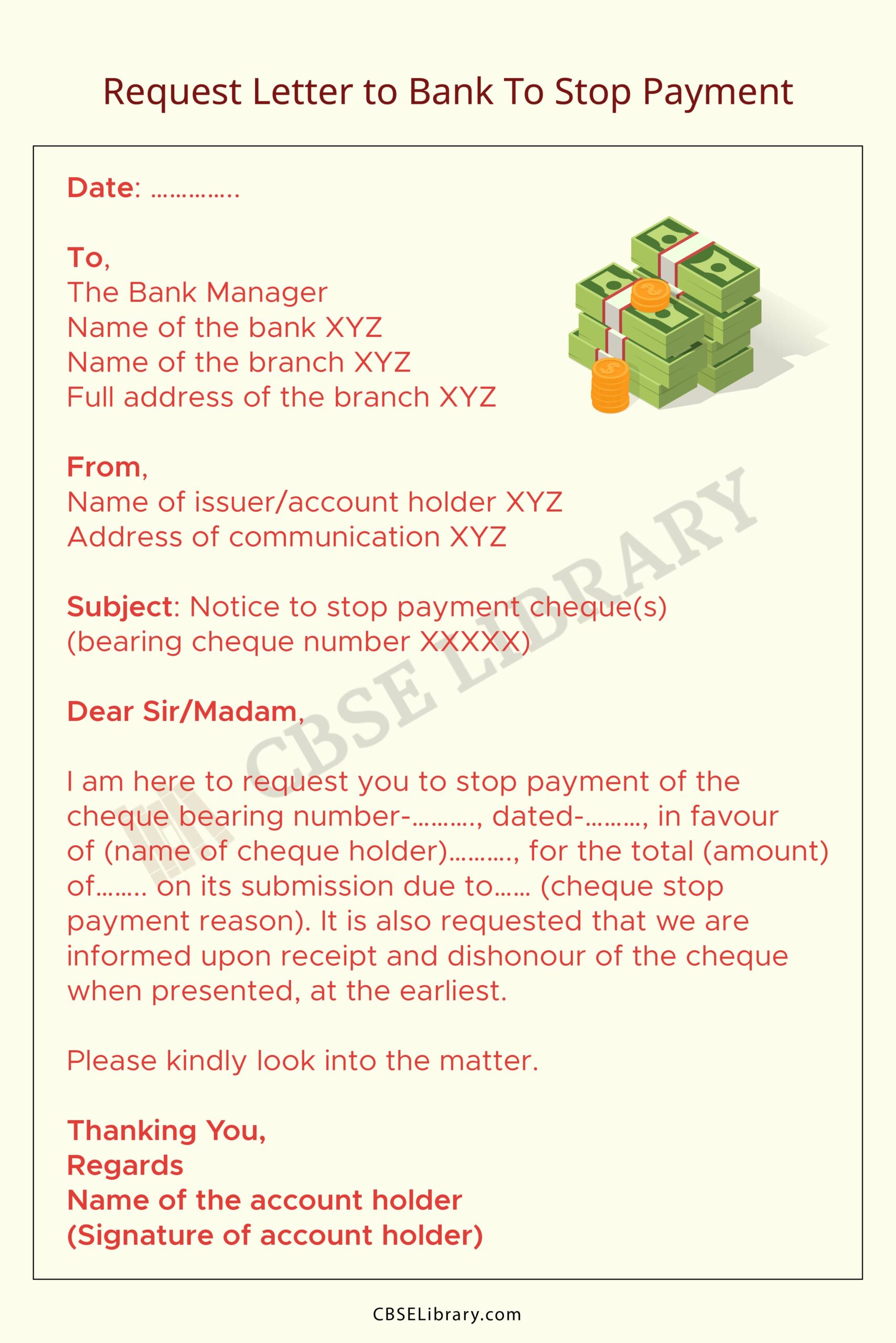 application letter to bank for stopping ecs